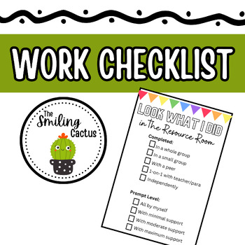 Preview of "Work Completed" Checklist - Great for Special Education teachers!