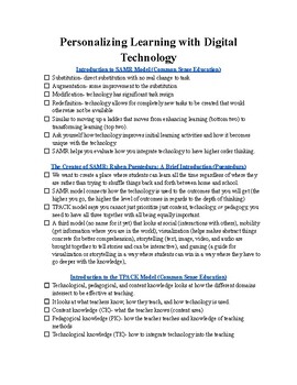 Preview of Personalizing Learning with Digital Technology Notes