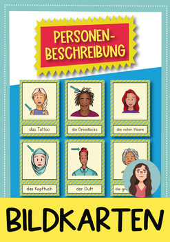 Preview of Personenbeschreibung/Describing people Flash Cards for the German class