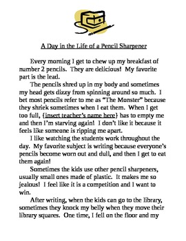 Preview of Personification, "A Day in the Life" sample story 2nd 3rd 4th grade