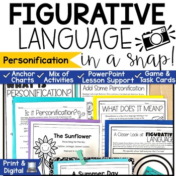 Preview of Personification Worksheets Game Poems Figurative Language PPT 3rd 4th 5th Grade