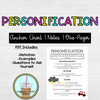 Preview of Personification Anchor Chart | Digital Notes | One Pager | Distance Learning