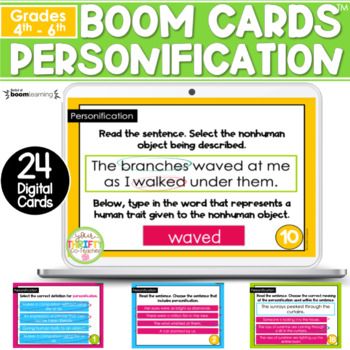 Preview of Personification Boom Cards | Digital Task Cards Activity