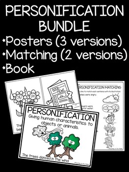 Preview of Personification Bundle- Matching, Posters, Book; Figurative Language