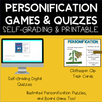 Preview of Digital Self-Grading and Printable Personification Games and Activities