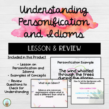 Preview of Personification & Idiom Lesson | Digital Lesson and Review | PPT & PDF Lesson
