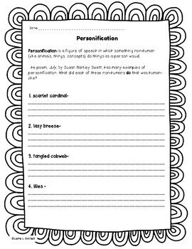 Personification Poem & Worksheet by Lorrie L Birchall | TpT