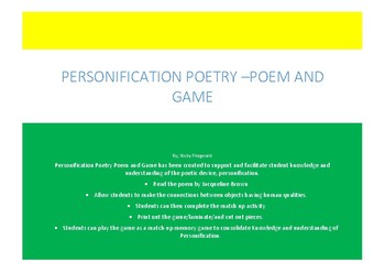 Preview of Personification - Poem, activity and game