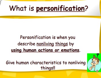 Personification Powerpoint and Worksheet by Mrs Gennaro | TpT
