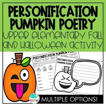 Preview of Personification Pumpkin Poetry ELA Fall and Halloween Activity