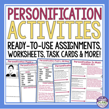 Preview of Personification Activities & Assignments Literary Devices & Figurative Language