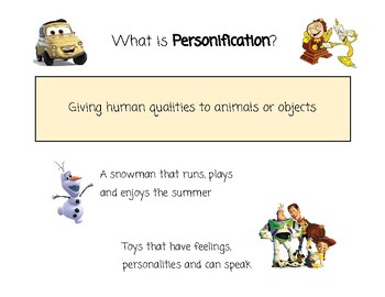 personification examples for kids