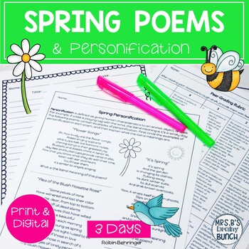 Preview of Distance Learning Spring Poetry Writing Activity | Print and Digital