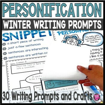 Preview of Personification Activity Writing Prompts - Personification Snowflake Crafts 