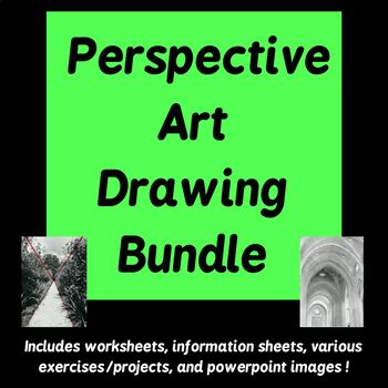 Preview of Perspective Art Bundle - middle high school drawing practice worksheets class