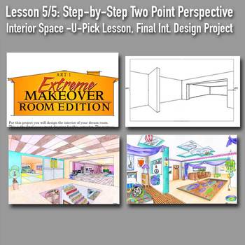 Preview of Lesson 5/5: Persp Draw Boot Camp: Step-by-Step PPT, &  DREAM ROOM Final Drawing