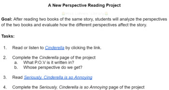 Preview of Perspective/POV Reading Project (Cinderella & Little Red Riding Hood)