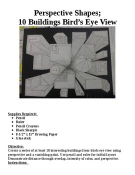 Preview of Draw 10 "Perspective Buildings" Using  Birds eye View & Color When Done!