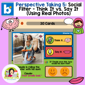 Preview of Perspective Taking 5 Social Filter Think It vs Say It Real Photos BOOM™ Cards
