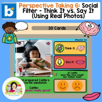 Preview of Perspective Taking 6 Social Filter Think It vs Say It No Print No Prep BOOM™