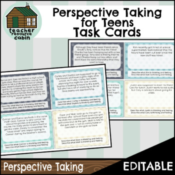 Preview of Perspective Taking for Teens Task Cards | Empathy Activity (Gr. 9-12) [EDITABLE]