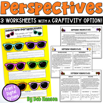 Preview of Perspectives and Differing Points of View Worksheets and Craftivity