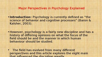 Preview of Perspectives and Theories in Pyschology