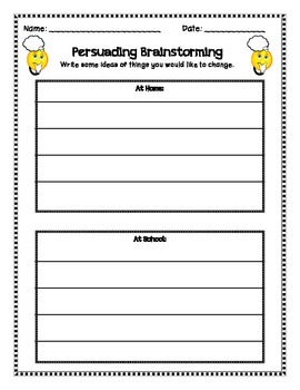 Preview of Persuading Brainstorming template
