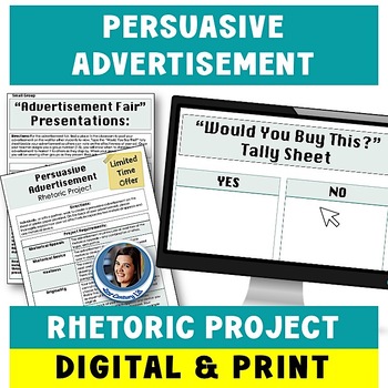 Preview of Persuasive Advertisement ELA Rhetoric Analysis Project - Print & Digital Bundle