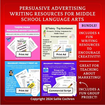 Preview of Persuasive Advertising Writing Resources for Middle School Language Arts