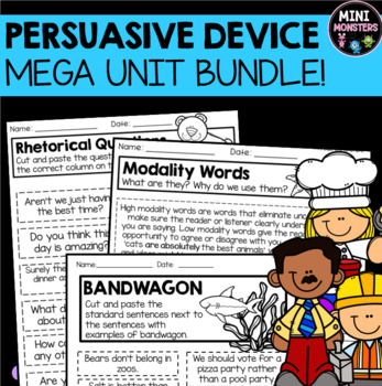 Preview of Persuasive Devices - English Unit Worksheet Bundle