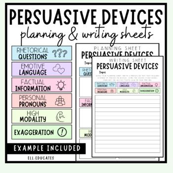 Preview of Persuasive Devices Planning and Writing Sheets