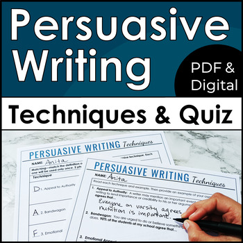 Preview of Persuasive Devices & Techniques With Jigsaw Activity, Notes, Lesson & Quiz