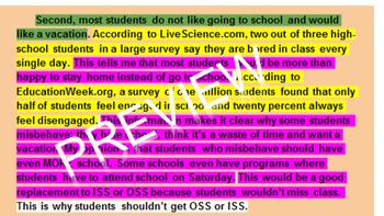 Preview of Persuasive Essay Example: Should schools give students ISS or OSS?