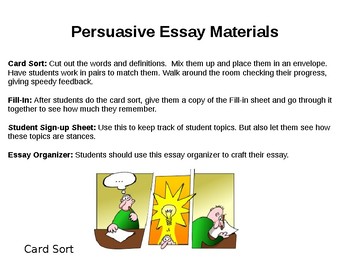 Preview of Persuasive Essay Materials