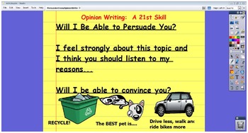 Preview of Persuasive Essay Opinion Writing for Common Core Writing Objectives Flipchart