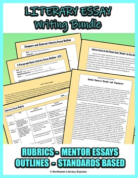 Preview of Middle School Literary Essay Writing Rubric, Outline, and Mentor Text Bundle