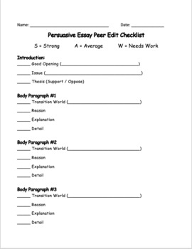readwrite think peer edit checklist argumentative essay
