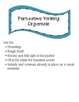 Persuasive essay planning packet