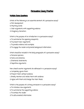 Preview of Persuasive Essay Practice Worksheet