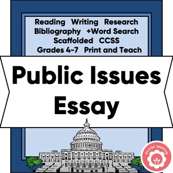 Preview of Persuasive Essay and Public Issues Scaffolded Unit +Word Search CCSS Grades 4-7