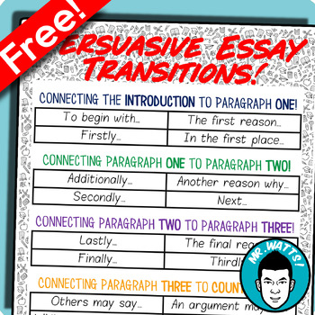 Preview of Persuasive Essay Transitions Cheat Sheet! (Freebie)