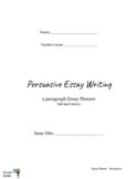 Persuasive Essay Writing - 5 paragraph essay writing plann