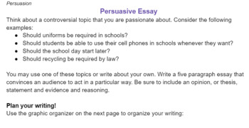 Preview of Persuasive Essay Writing Prompt