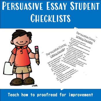 Preview of Persuasive Essay Writing and Editing Checklists