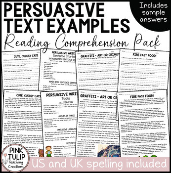 Preview of Persuasive Text Examples - Ten Reading Samples with Comprehension