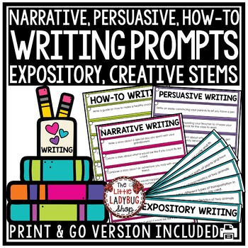 Preview of Persuasive, Expository, Narrative, How- To Writing Prompts Stems 3rd 4th Grade