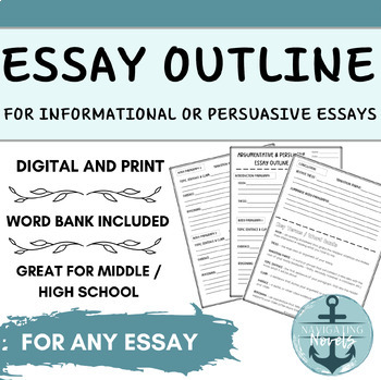 Preview of Persuasive / Informational Essay Outline (DIGITAL & PRINT)  - for any essay
