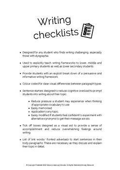 Preview of Persuasive & Informative Writing Checklists Bundle