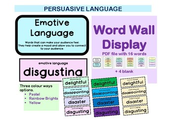 Preview of Persuasive Language Word Wall Emotive Language
